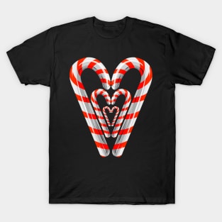 Sugar Canes Forming A Heart For Christmas T-Shirt